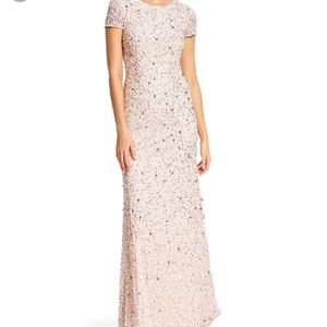 Adrianna Papell Blush Sequin Mesh Gown